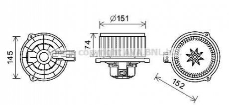 KA8258 AVA COOLING Вентилятор обігрівача салону Kia Sportage (10-) , Hyundai iX35 (10-) Doowon type (KA8258) AVA