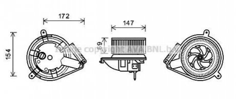 MS8616 AVA COOLING Вентилятор обігрівача салону MB Sprinter , VW LT 96>06 (MS8616) AVA