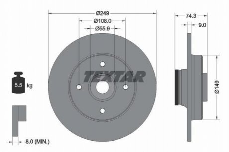 92194103 TEXTAR Диск гальмівний