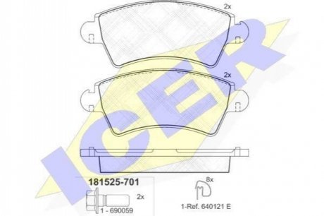 181525-701 ICER Комплект гальмівних колодок (дискових)