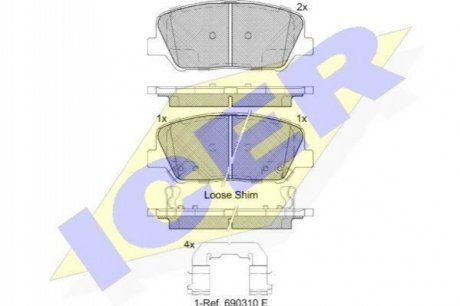 182102 ICER Комплект гальмівних колодок (дискових)