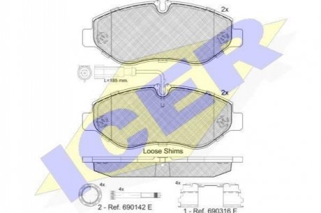 141846-066 ICER Комплект гальмівних колодок (дискових)