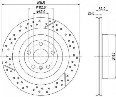 8DD355132461 HELLA Диск гальмівний PRO High Carbon; задн. / MB GLE, GLS 2015-2019