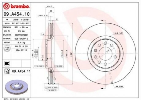 09.A454.11 BREMBO Гальмівний диск