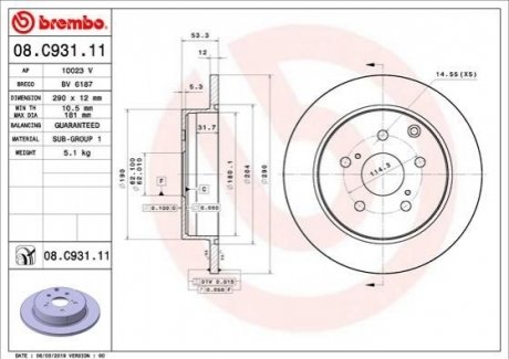 08.C931.11 BREMBO Гальмівний диск