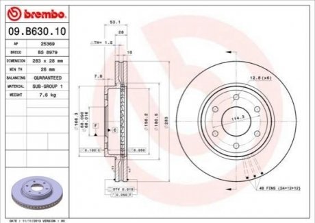 09.B630.10 BREMBO Гальмівний диск