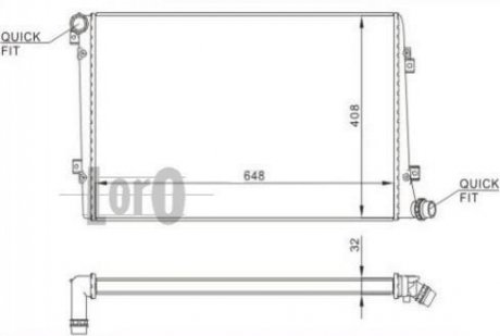 003-017-0032 DEPO Радиатор охлаждения двигателя Caddy III 1.9TDI (648x399x32)