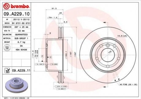 09.A229.11 BREMBO Гальмівний диск