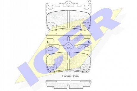 182060 ICER Комплект гальмівних колодок (дискових)