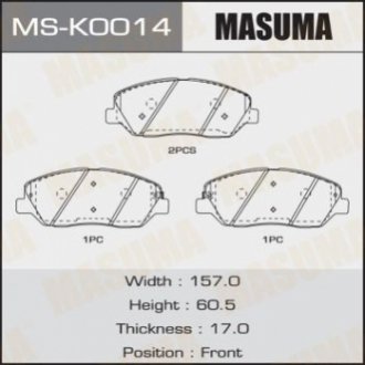 MSK0014 MASUMA Колодки тормозные передн SSANGYONG KORANDO , KIA SORENTO III (UM) 2.2 CRDi (15-20)/HYUNDAI SANTA_FE III (MSK0014) MASUMA