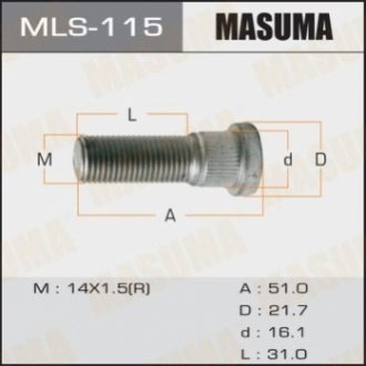 MLS115 MASUMA Шпилька колеса OEM 90942-02077 ToyotaTOYOTA LAND_CRUISER 200 (MLS115) MASUMA