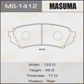 MS1412 MASUMA Колодки тормозные задн TOYOTA LAND_CRUISER 200 (MS1412) MASUMA