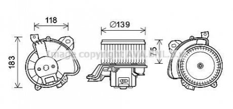 FT8431 AVA COOLING Вентилятор обігрівача салону Citroen Nemo Peugeot Bipper Fiat Qubo 1,3HDI 08> Punto 1,4i 07>  man AC+/- (FT8431) AVA