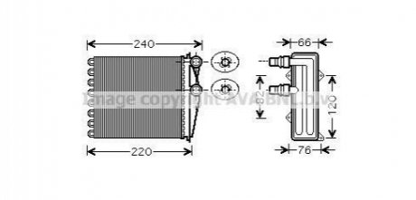 RT6380 AVA COOLING Радиатор отопителя салона Opel Vivaro I Renault Trafic II III cabin heater