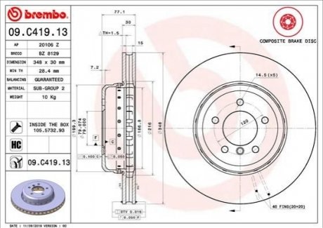 09.C419.13 BREMBO Гальмівний диск