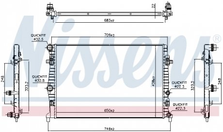 606218 NISSENS NISSENS VW Радіатор охолодження двиг. GOLF VII 1.0, 1.2 12-, GOLF SPORTSVAN VII 14-, SKODA, AUDI, SEAT