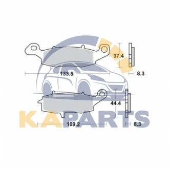 Тормозные колодки задн, призначення: шосейне/гоночні, материал: агломерат-SH, 37,4x133,5x8,3мм KAWASAKI ER-6F, ER-6N, GPZ, KLE, KLV, KZ, VN, W, Z, ZR, ZR-7, ZRX SUZUKI DL, GS 125-1700 1976-2020 MCB681SH