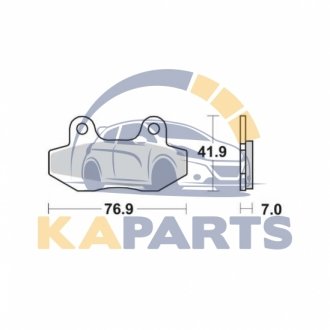 Гальмівні колодки задн/передн, призначення: позашляховики/скутери/шосейне, матеріал: organic, 42x76,8x7мм DAELIM CITY ACE DERBI GP1 HONDA CH, MBX, NSR HYOSUNG BOOMER, COMET 50-1000 1982-2010 MCB525