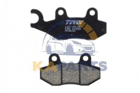 Гальмівні колодки задн/передн, призначення: позашляховики/скутери/шосейне, матеріал: organic, 41,9x76,9x8мм BENELLI CAFFENERO CAGIVA CANYON, ELEFANT, GRAN CANYON, NAVIGATOR 50-1200 1989-2013 MCB604