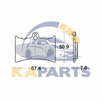 Тормозные колодки задн/передн, призначення: позашляховики/скутери/шосейне, материал: organic, 50,9x67,4x7мм ALFER GR, MC APRILIA AF1, RS ATK 250, 406, 604, CROSS, ENDURO 50-1000 1986-2006 MCB572