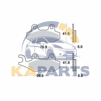Тормозные колодки передн, призначення: гоночні off-road, материал: агломерат-RSI, 41,9x76,9x8мм ATK 250, 260, 406, CROSS, ENDURO BENELLI CAFFENERO CAGIVA CANYON 80-1050 1987-2020 MCB582RSI