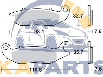 Тормозные колодки передн, призначення: позашляховики/скутери/шосейне, материал: organic, 32,6x98x7,4мм HONDA ANF, CBF, CBR, MSX RIEJU RS-2 50/125 2003-2017 MCB759