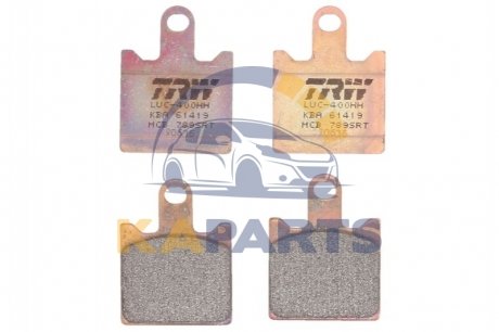 Гальмівні колодки передн, призначення: гоночні, матеріал: агломерат-SRT, 49,5x37,4x7,8мм KAWASAKI GTR, Z, ZG, ZX-14R, ZX-6R, ZZR 600-1400 2002-2018 MCB789SRT