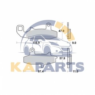 Гальмівні колодки передн, призначення: позашляховики/скутери/шосейне, матеріал: organic, 47,9x116,9x9мм HONDA VTZ SUZUKI DR 250-800 1988-1996 MCB597