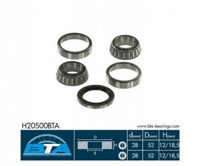 H20500BTA BTA Комплект подшипника колеса задн Лев/Прав (28x52x18,5) HYUNDAI ACCENT, ACCENT I, LANTRA I, LANTRA II, PONY, PONY / EXCEL 1.3-2.0 10.89-10.00