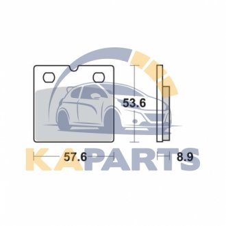 Гальмівні колодки задн/передн, призначення: позашляховики/скутери/шосейне, матеріал: organic, 53,6x57,6x8,9мм BMW K, R 650-1000 1984-1996 MCB617