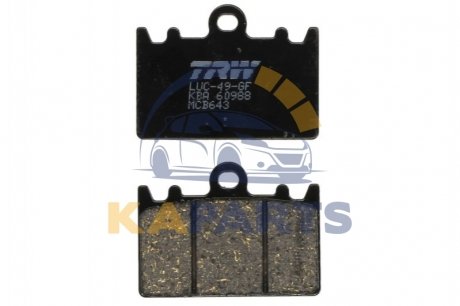 Гальмівні колодки передн, призначення: позашляховики/скутери/шосейне, матеріал: organic, 43,6x58,9x7,9мм KAWASAKI ZX, ZXR 400 1991-1999 MCB643