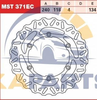 Диск гальмівний задн сталь, 240/118x4мм 6x134мм, діаметр фіксуючого отвору 6,5мм, висота 0 SUZUKI DR-Z DR-Z 400 SM (WVB8) 200001-201512 MST371EC