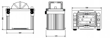 EX900 EXIDE Аккумулятор EXIDE 12В 50Агод./800А AGM MARINE/RV (L+ стандартні клеми + резьба) 260x173x206 B01 - монтажный фланець 10.5мм (пусковий)